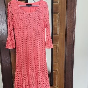 Chic Long Sleeve Coral Dress